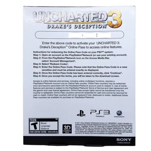Uncharted 3: Drake's Deception PS3 Usado Completo Mídia Física